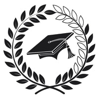 A Black And White Graphic Of A Graduation Cap With A Laurel Wreath Symbolizing Academic Achievement — Stock Vector