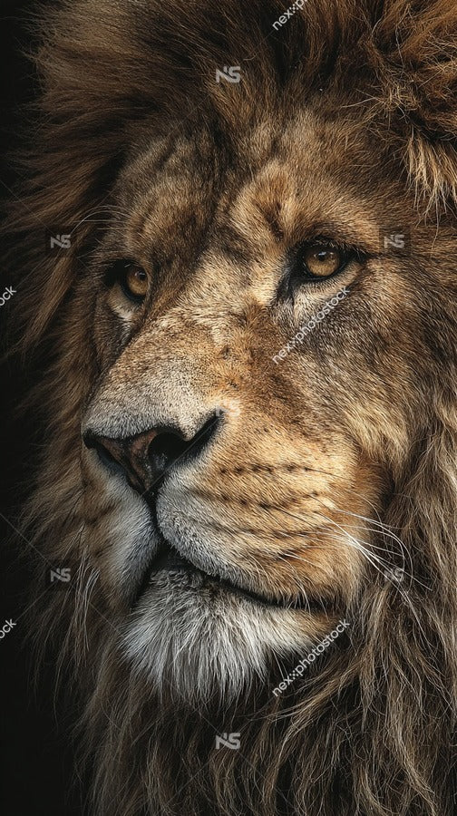 Lion Portrait With A Close Up View Of Its Face Showcasing The Majestic Animal S Powerful Features And Intricate Fur Patterns — Stock Photo