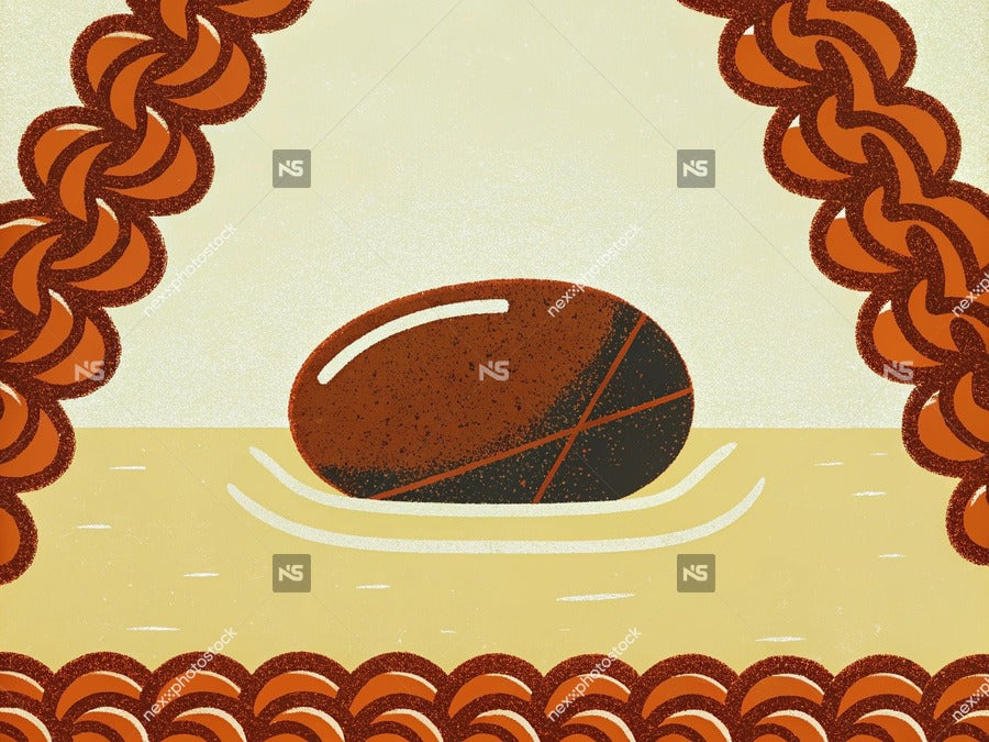 Illustration Of A Rock In The Center Of An Image With A Border That Resembles A Rope Chain — Stock Illustration