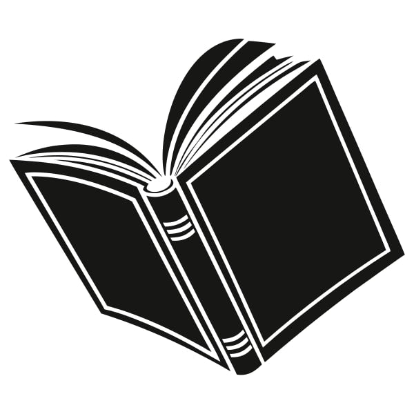 Displays A Black And White Illustration Of An Open Book Which Is The Central Focus Of The Composition — Stock Vector