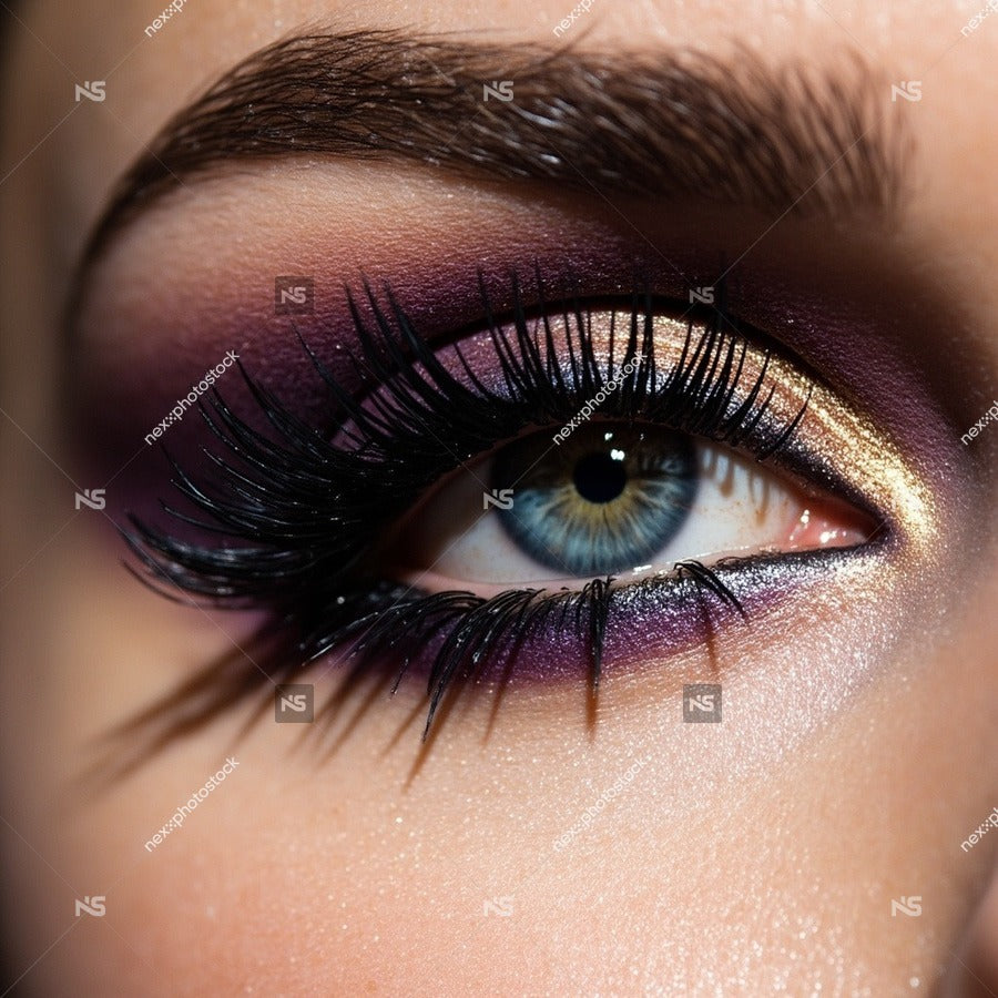 Striking Eye Makeup With Eyeliner And Shimmery Shadow Set Against A Close Up Of A Person S Face — Stock Photo