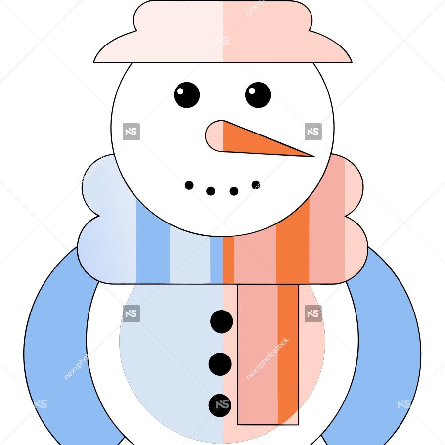 Cartoon Illustration Of A Snowman Wearing A Scarf And Hat Standing Against A White Background — Stock Vector