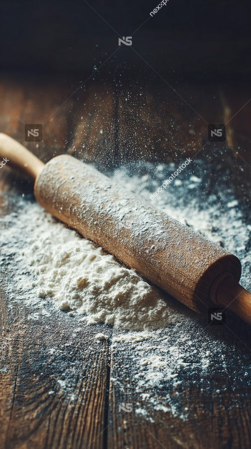 A Wooden Rolling Pin Filled With Cinnamon And Sugar Ready For Use On A Table — Stock Photo