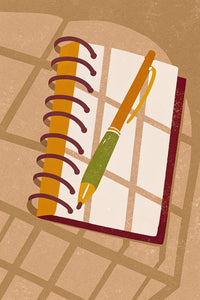 A Notebook With A Pen Resting On Top Of It Placed On A Map — Stock Illustration
