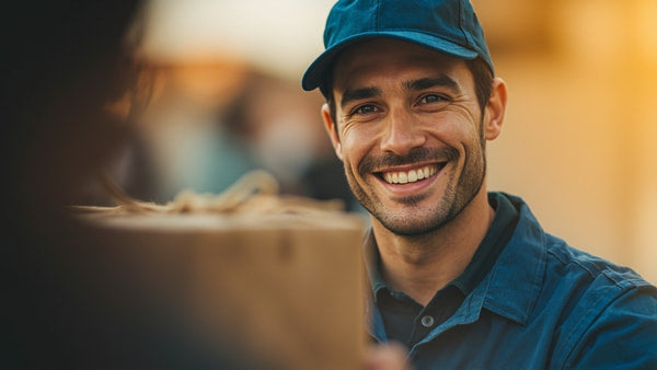 A Man Wearing A Hat Smiling And Standing Outdoors — Stock Photo