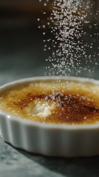 A Close Up Image Of A Dessert With Sugar Sprinkled On Top Captured In A Shallow Depth Of Field With A Blurred Background — Stock Photo