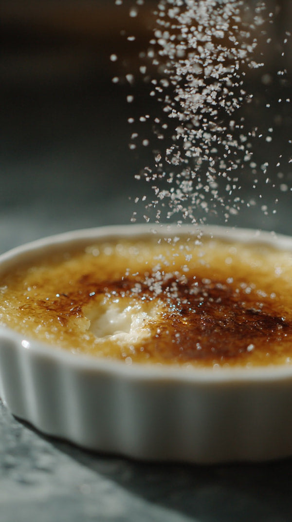 A Close Up Image Of A Dessert With Sugar Sprinkled On Top Captured In A Shallow Depth Of Field With A Blurred Background — Stock Photo