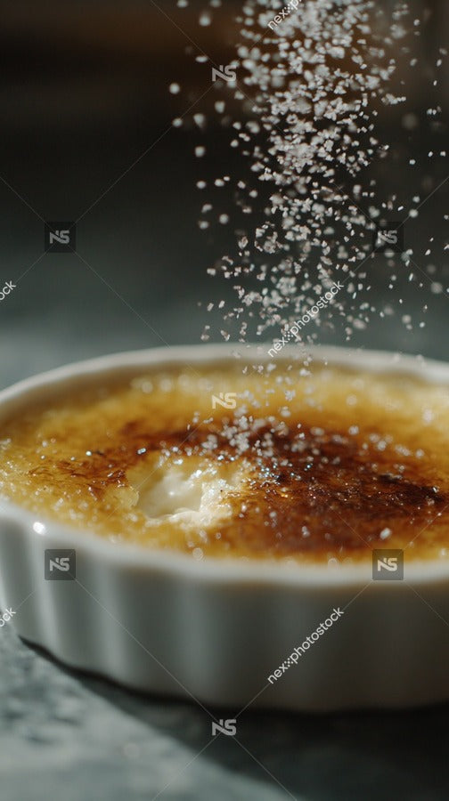 A Close Up Image Of A Dessert With Sugar Sprinkled On Top Captured In A Shallow Depth Of Field With A Blurred Background — Stock Photo