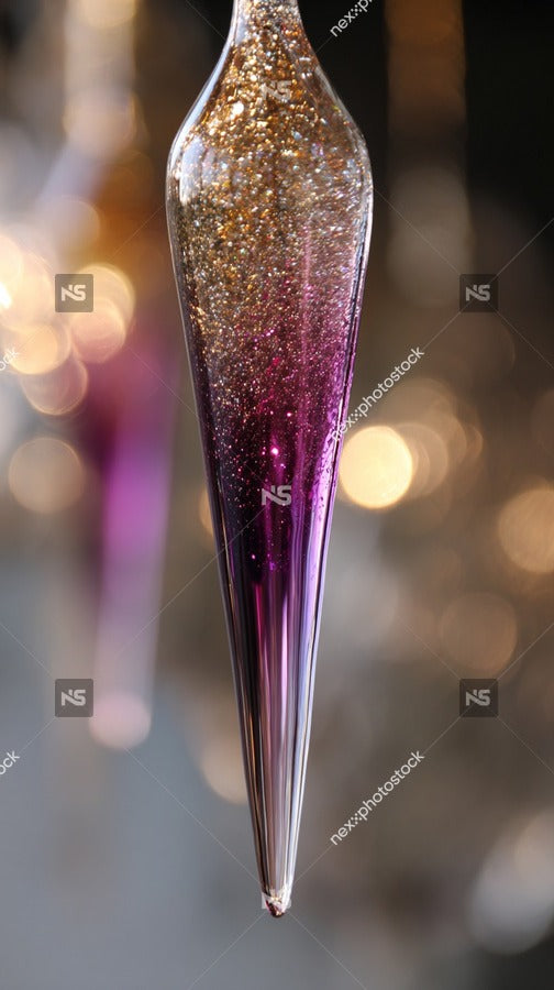 Purple Crystal Ornament With Glittery Effect Hanging From A Hook — Stock Photo