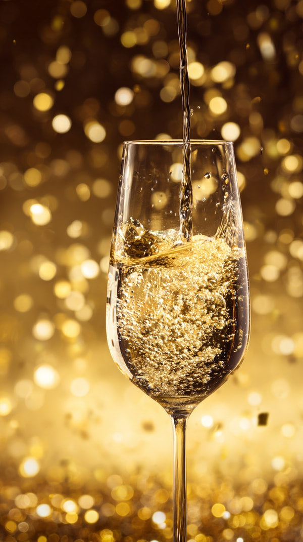 Champagne Toast With Gold Confetti — Stock Photo