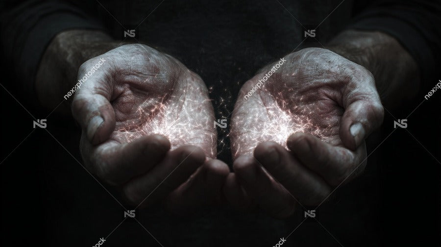 A Pair Of Hands Gently Cradling A Small Amount Of Ash Set Against A Dark Background — Stock Photo