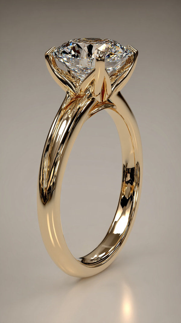 Gold Diamond Engagement Ring With A Large Central Stone And Multiple Smaller Stones Set In A Halo Around It — Stock Photo
