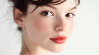 Woman S Portrait With Close Up View Of Her Face And Lips Showcasing A Soft Focus Background — Stock Photo