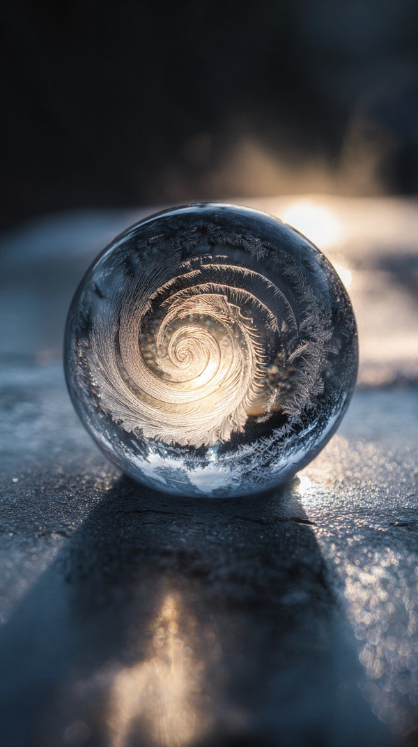 Showcases A Close Up View Of A Frozen Bubble On Ice With The Background Appearing Blurred And Out Of Focus — Stock Photo