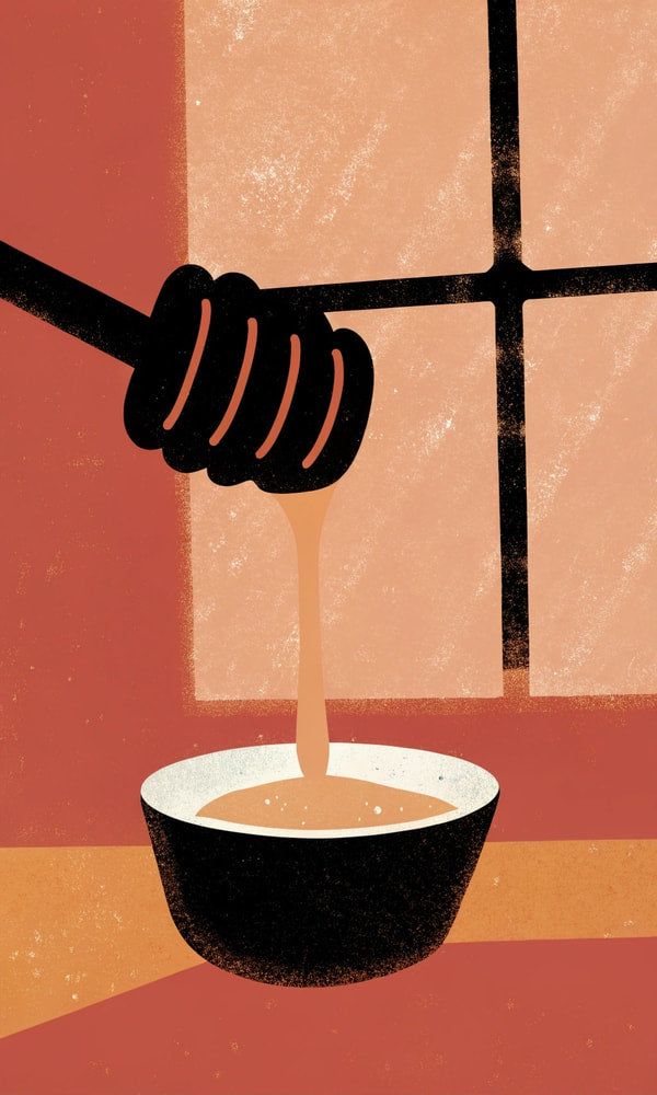 Honey Pouring Into Bowl — Stock Illustration