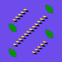 Stylized Abstract Design A Repeating Pattern Of Leaves And Geometric Shapes In Shades Of Blue Purple And Green Against A Dark Background — Stock Vector