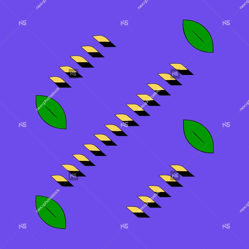 Stylized Abstract Design A Repeating Pattern Of Leaves And Geometric Shapes In Shades Of Blue Purple And Green Against A Dark Background — Stock Vector