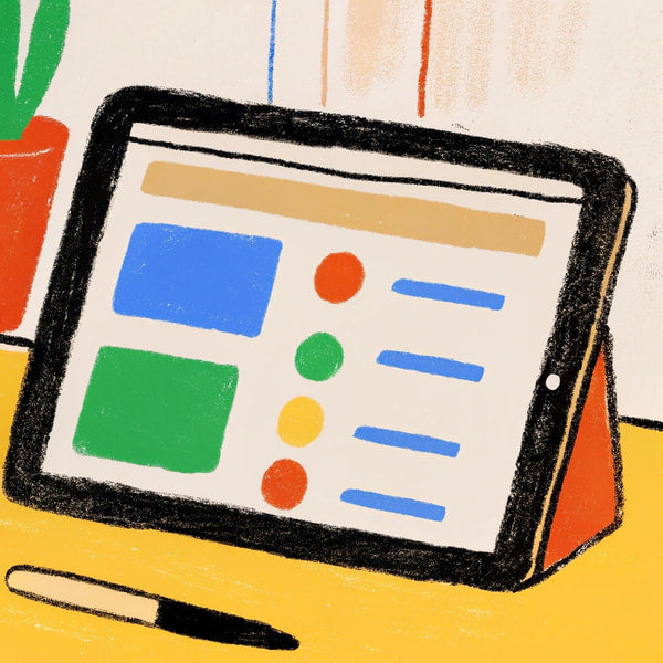 Illustration Of A Tablet A Webpage On A Desk With A Pen And Paper — Stock Illustration