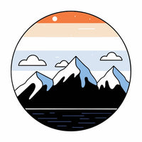 Illustration Of A Mountain Range With A Gradient Sky Background Depicted In A Stylized Manner With A Limited Color Palette — Stock Vector