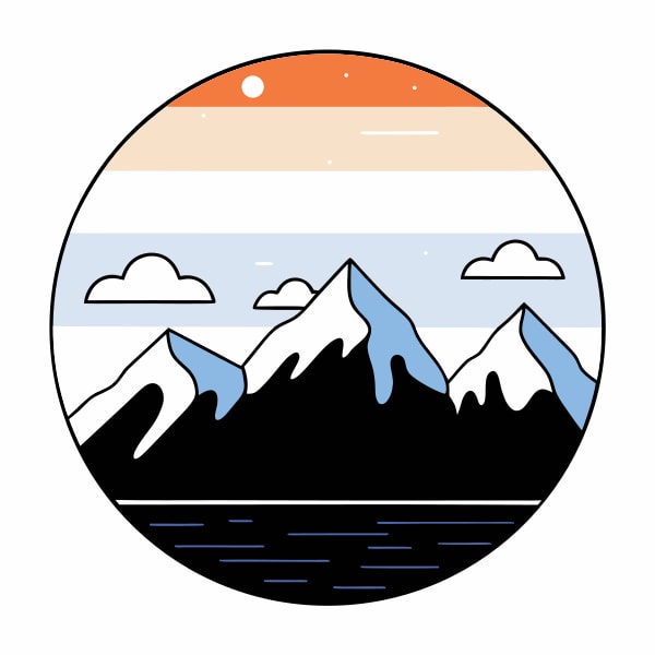 Illustration Of A Mountain Range With A Gradient Sky Background Depicted In A Stylized Manner With A Limited Color Palette — Stock Vector