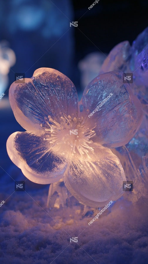 Ice Sculpture Flower Centerpiece — Stock Photo