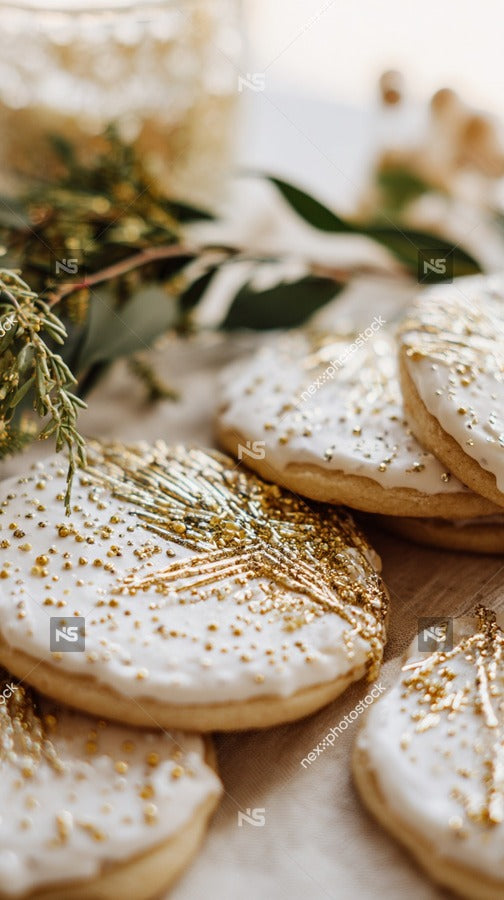 Golden Cookies With Sprinkles — Stock Photo