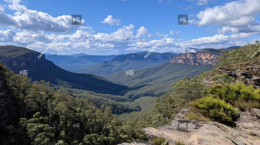 The Blue Mountains National Park Viewpoint A Picturesque Vantage Point Overlooking The Landscape Of The Blue Mountains In Australia — Stock Photo