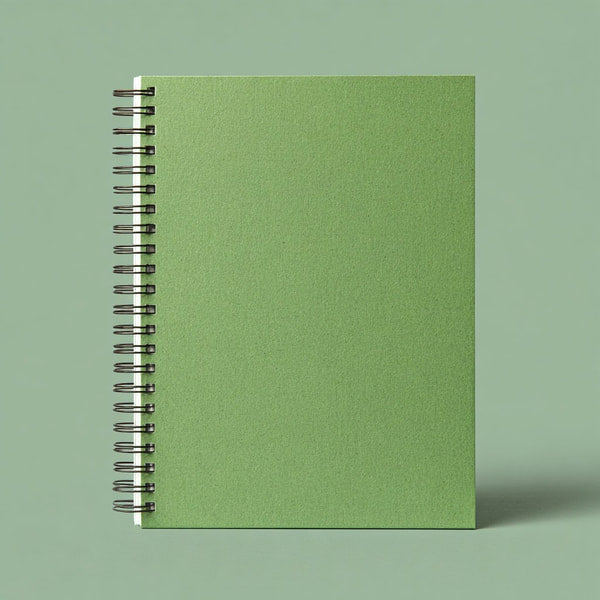Spiral Bound Notebook With A Light Green Cover And Black Spiral Binding Placed Against A White Background — Stock Photo