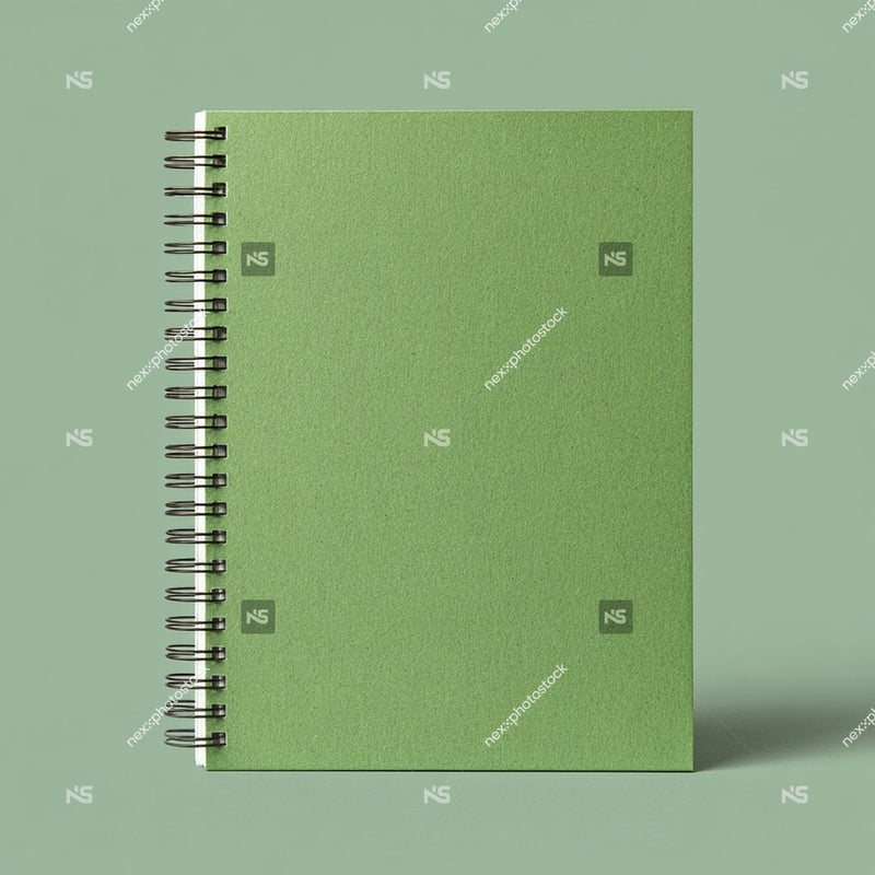 Spiral Bound Notebook With A Light Green Cover And Black Spiral Binding Placed Against A White Background — Stock Photo