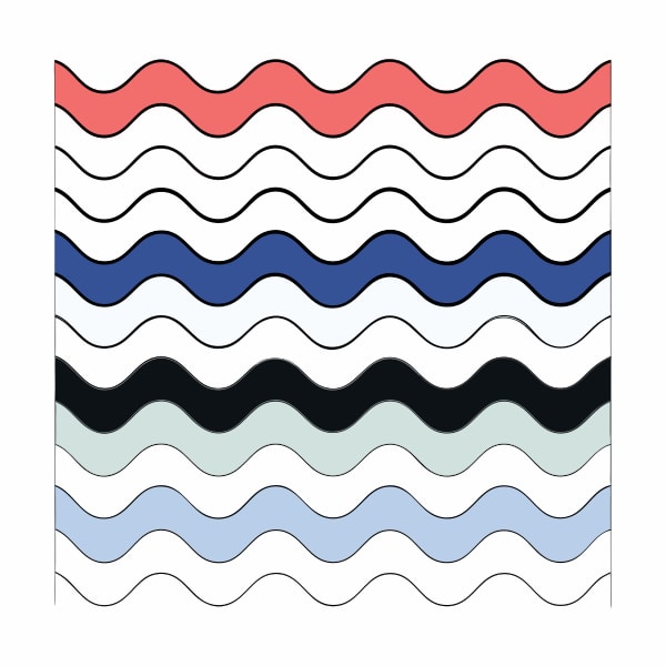 Features A Stylized Wavy Pattern Design Which Is Composed Of Multiple Colors Arranged In A Wave Like Pattern — Stock Vector