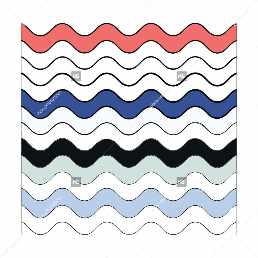 Features A Stylized Wavy Pattern Design Which Is Composed Of Multiple Colors Arranged In A Wave Like Pattern — Stock Vector