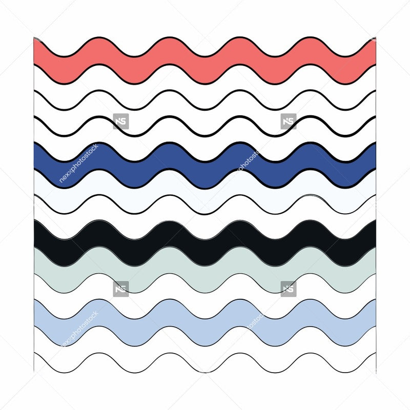 Features A Stylized Wavy Pattern Design Which Is Composed Of Multiple Colors Arranged In A Wave Like Pattern — Stock Vector