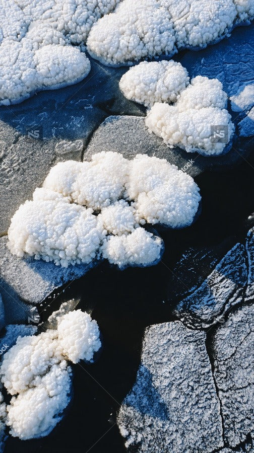 Frozen Water Body With White Foam — Stock Photo