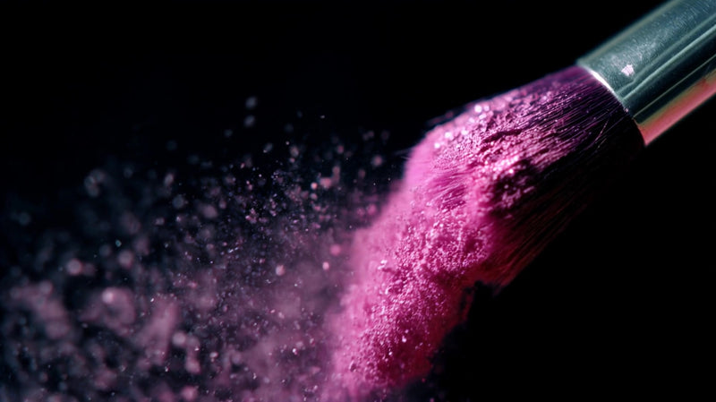 purple powder puff makeup brush - Stock Video