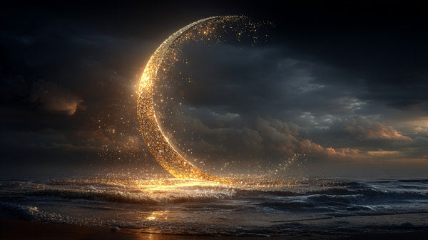 Moonlit Ocean Scene With A Glowing Orb Floating Above The Water Creating A Magical Atmosphere — Stock Photo