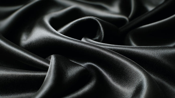 Black Silk Fabric Texture Close Up — Stock Photo