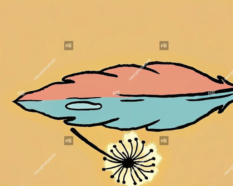A Whimsical Illustration Of A Cloud Shaped Kite Flying Over A Body Of Water Under A Blue Sky — Stock Illustration