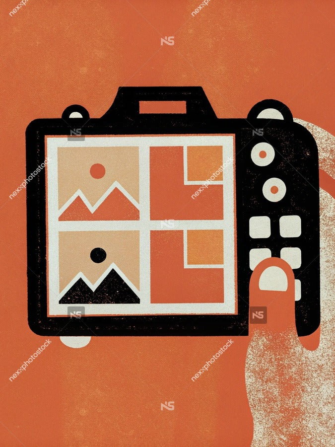 A Camera With A Picture Of Itself — Stock Illustration