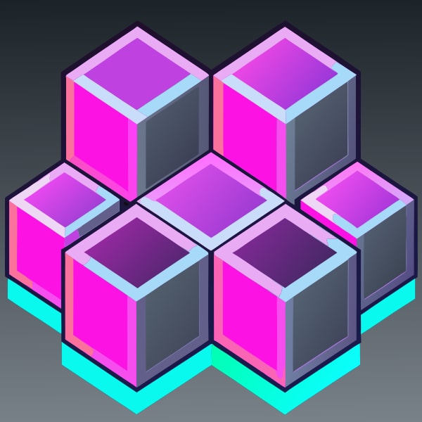 Colorful Neon Cube Blocks — Stock Vector