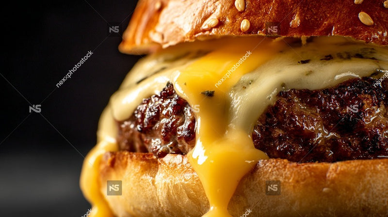 A Close Up Image Of A Cheeseburger With Melted Cheese On Top Served In A Bun And Placed On A Plate — Stock Photo