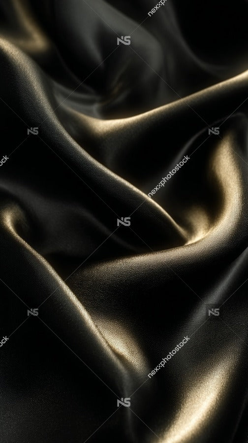 Black Silk Fabric With A Close Up View Of Its Texture And Sheen Showcasing The Smooth And Luxurious Appearance Of The Material — Stock Photo