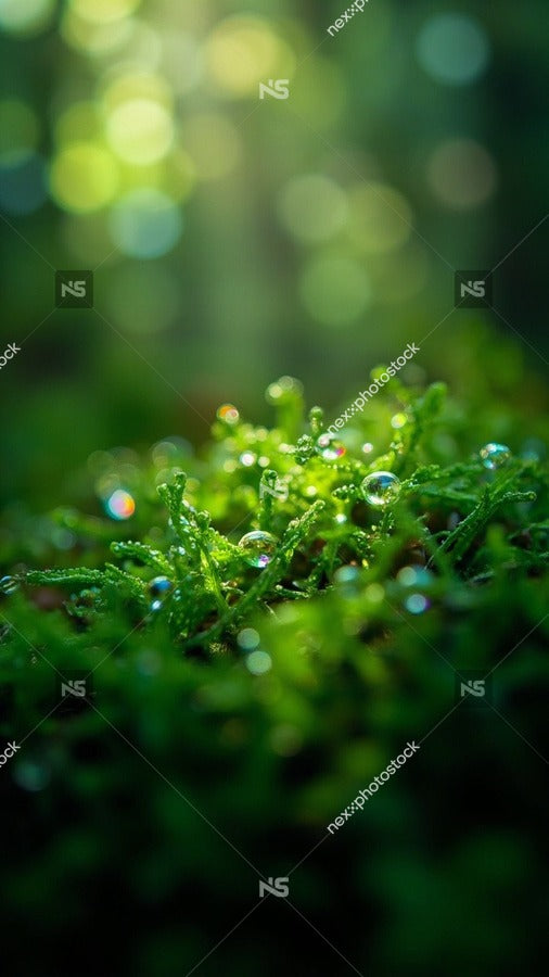 Raindrops On Mossy Forest Floor — Stock Photo