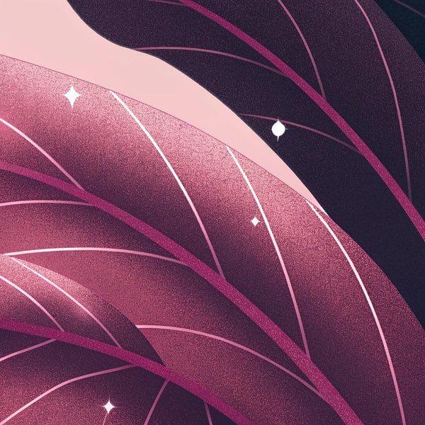 Leaf Pattern With Vibrant Colors And A Textured Background A Symmetrical Arrangement Of Leaves In Shades Of Pink And Purple — Stock Illustration