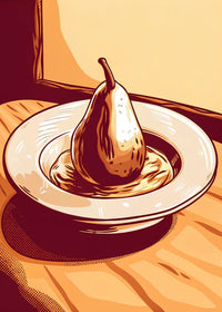 A Bowl Of Fruit With A Single Pear As The Main Focus Placed On A Table — Stock Illustration