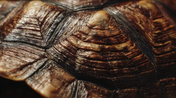 A Close Up Image Of A Brown Turtle Shell With Intricate Patterns Showcasing Its Natural Texture And Color Variations — Stock Photo