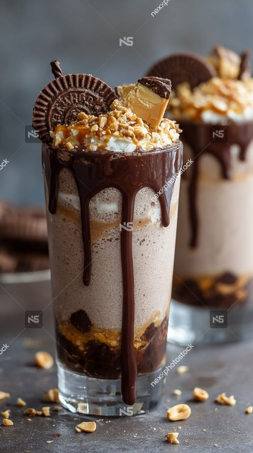 A Delicious Chocolate Caramel Milkshake Topped With Whipped Cream Served In A Glass Jar And Garnished With A Drizzle Of Caramel Sauce — Stock Photo