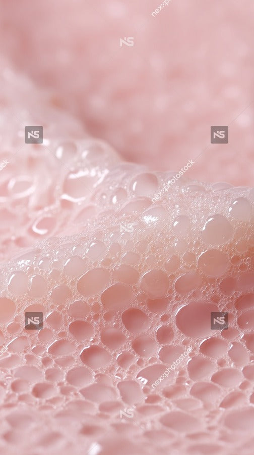 Displays A Close Up View Of A Pink Substance With Numerous Small Bubbles On Its Surface — Stock Photo