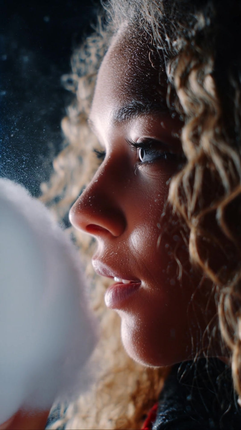 a young woman with long curly hair looking off to the side with a expression - Stock Video