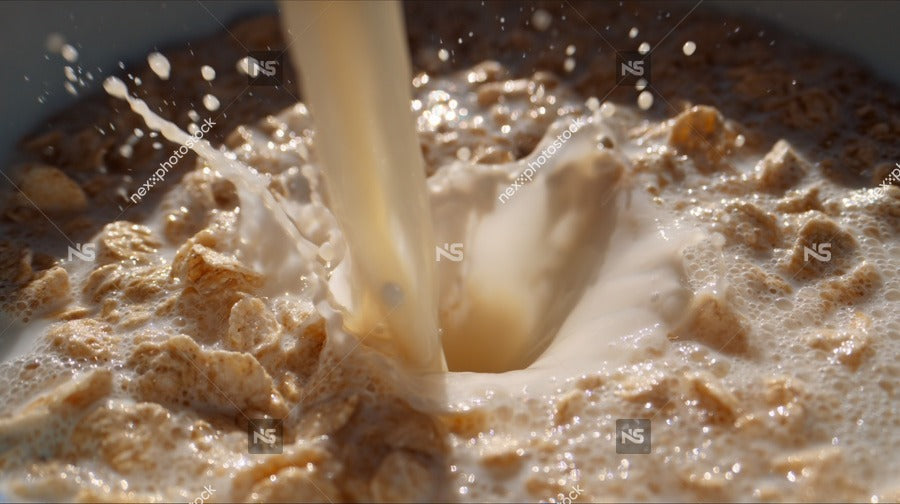 Pouring Milk Into Cereal — Stock Photo