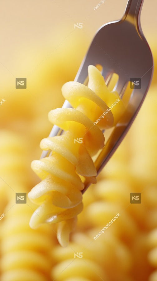 Shows A Close Up View Of A Fork With Spaghetti On It Which Is Being Held Over A Pile Of Yellow Spaghetti — Stock Photo